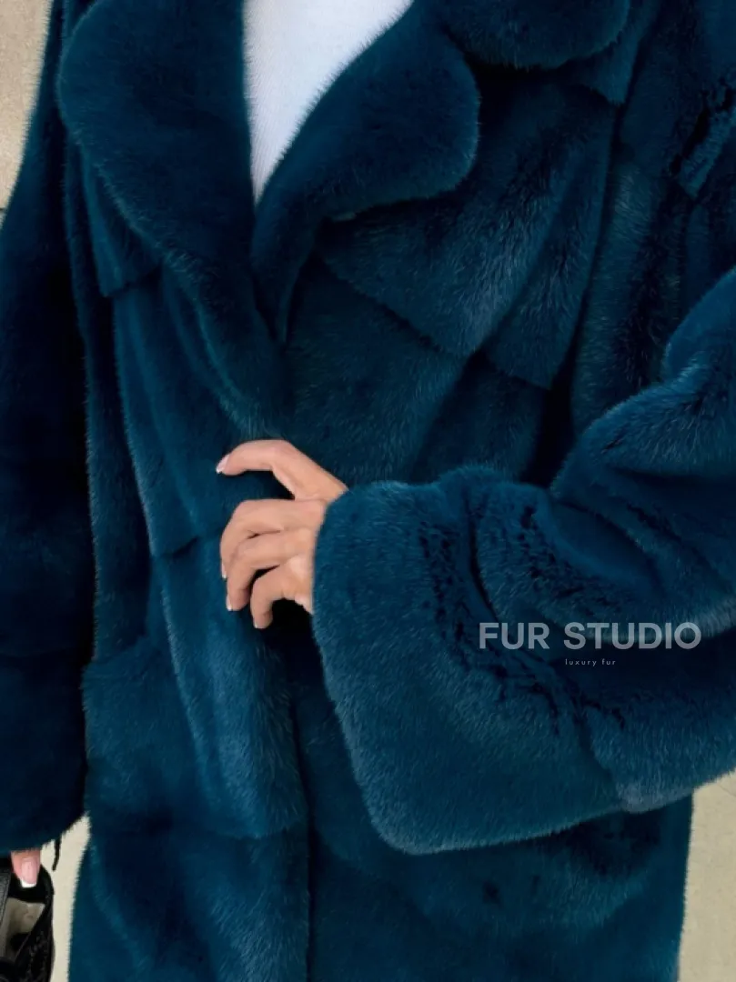 Шуба из аукционного меха норки NAFA английский воротник