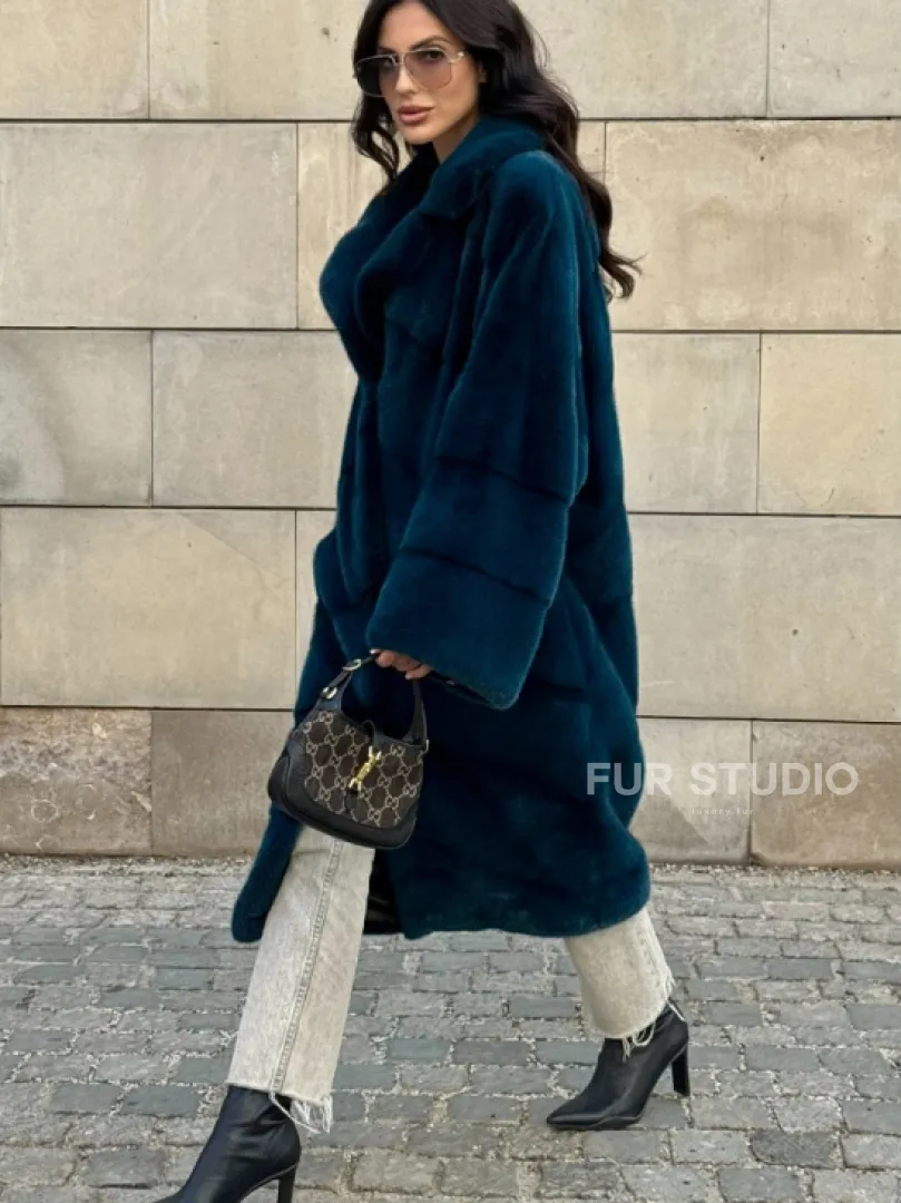 Шуба из аукционного меха норки NAFA английский воротник