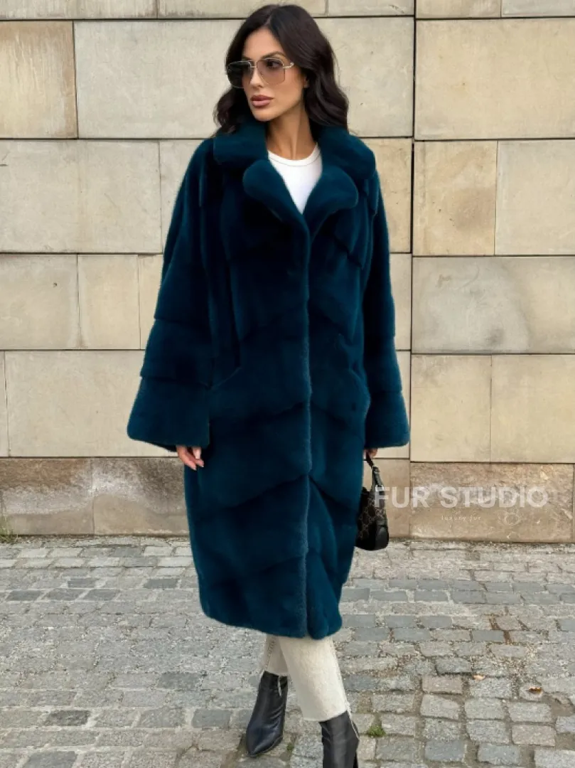 Шуба из аукционного меха норки NAFA английский воротник