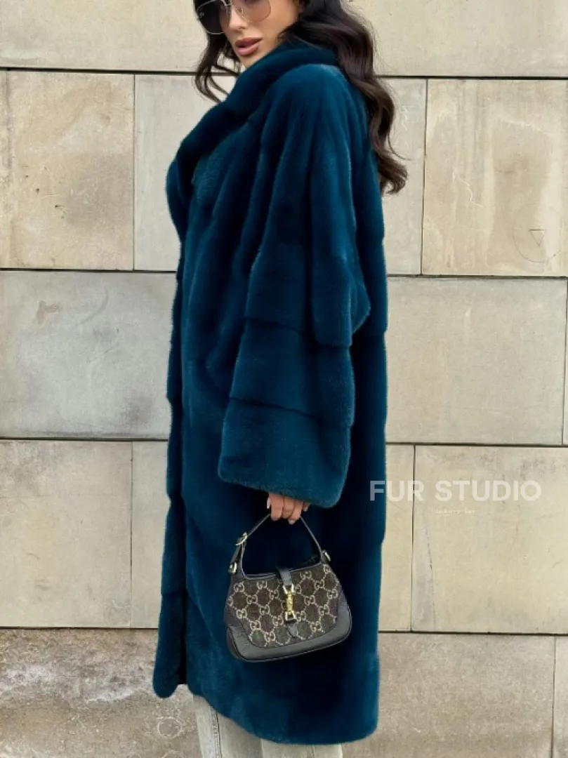 Шуба из аукционного меха норки NAFA английский воротник