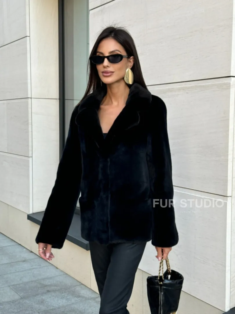 Шуба норковая BlackGlama, пиджак автоледи - английский воротник
