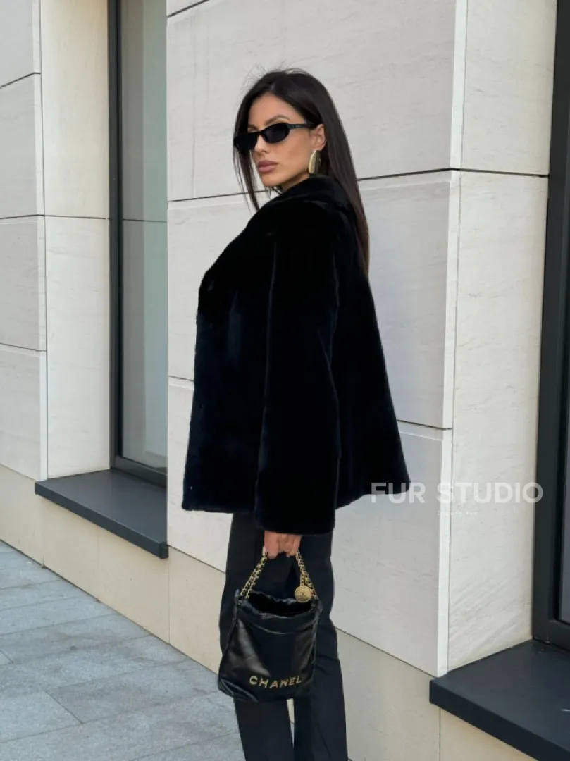 Шуба норковая BlackGlama, пиджак автоледи - английский воротник