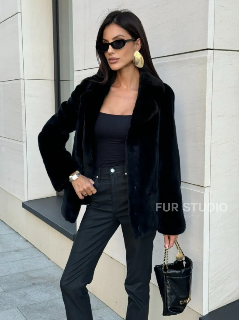 Шуба норковая BlackGlama, пиджак автоледи - английский воротник