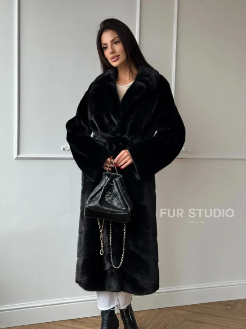 Классическая шуба Luxury Fashion из меха норки Velvet - паркет,  рукава в роспуск