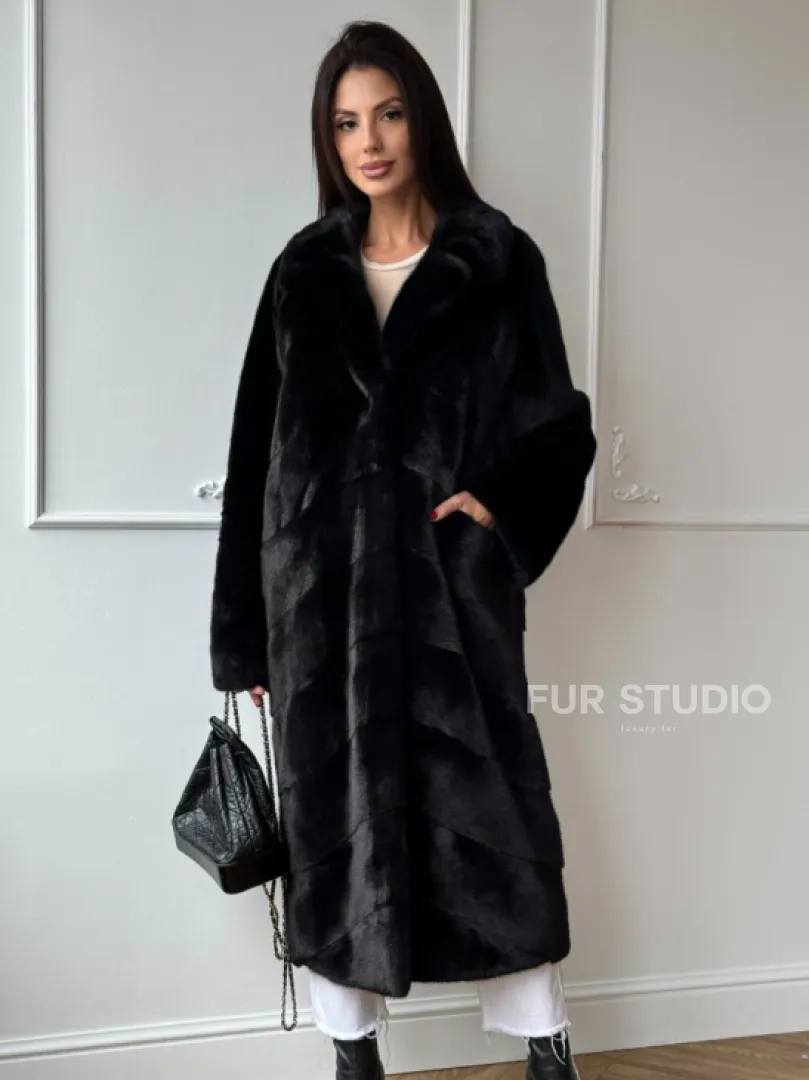 Классическая шуба Luxury Fashion из меха норки Velvet - паркет,  рукава в роспуск