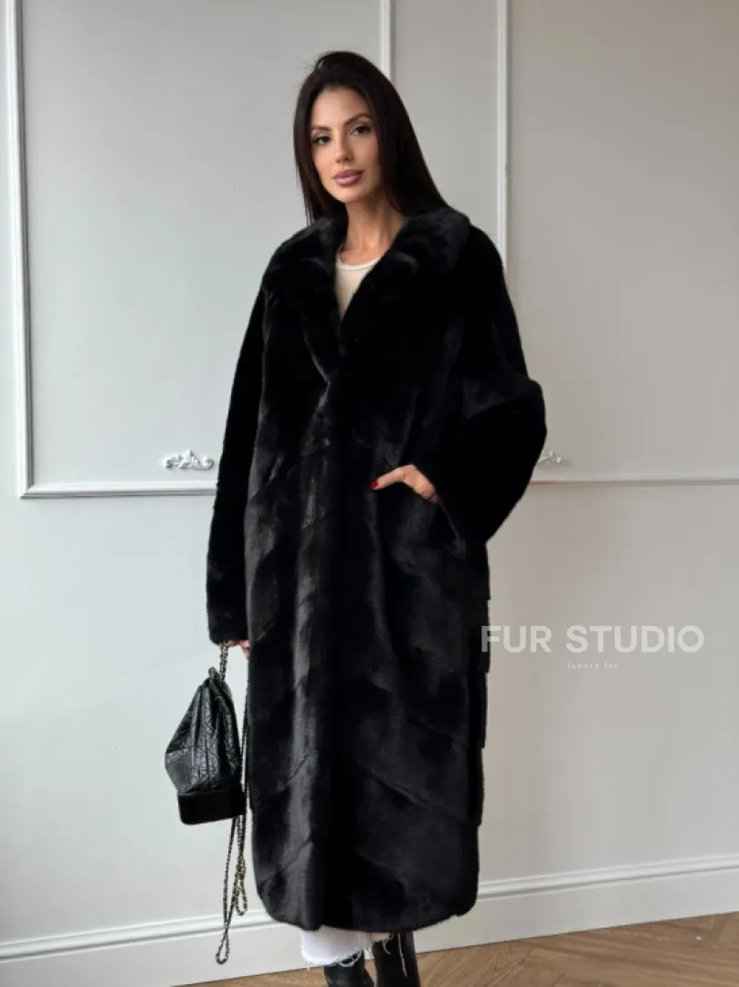 Классическая шуба Luxury Fashion из меха норки Velvet - паркет,  рукава в роспуск