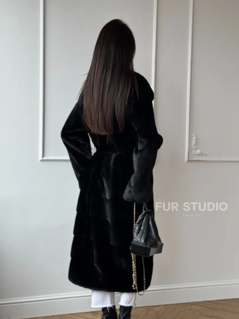 Классическая шуба Luxury Fashion из меха норки Velvet - паркет,  рукава в роспуск