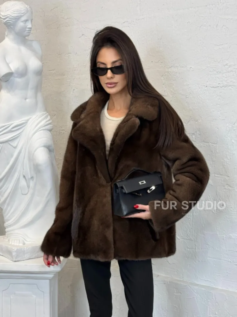 Меховой жакет из плюшевой норки Velvet английский воротник