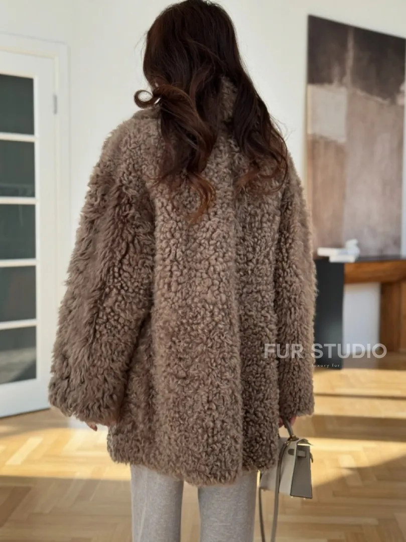 Двусторонняя шуба - дублёнка из меха испанского тиградо