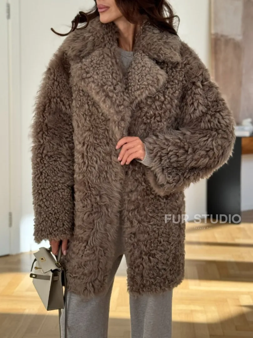 Двусторонняя шуба - дублёнка из меха испанского тиградо