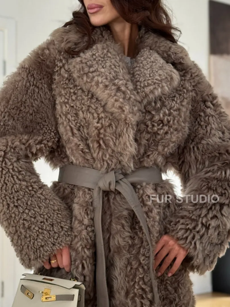 Двусторонняя шуба - дублёнка из меха испанского тиградо