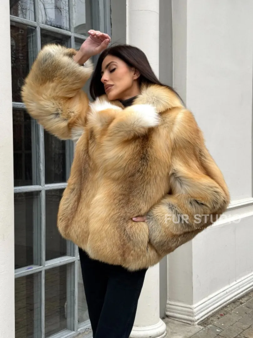 Полушубок из меха альпийской лисы Premium Golden Fox