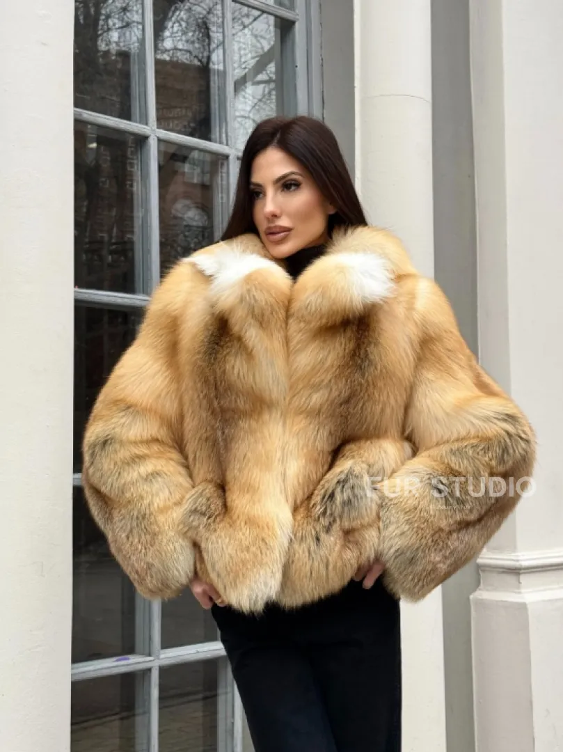 Полушубок из меха альпийской лисы Premium Golden Fox