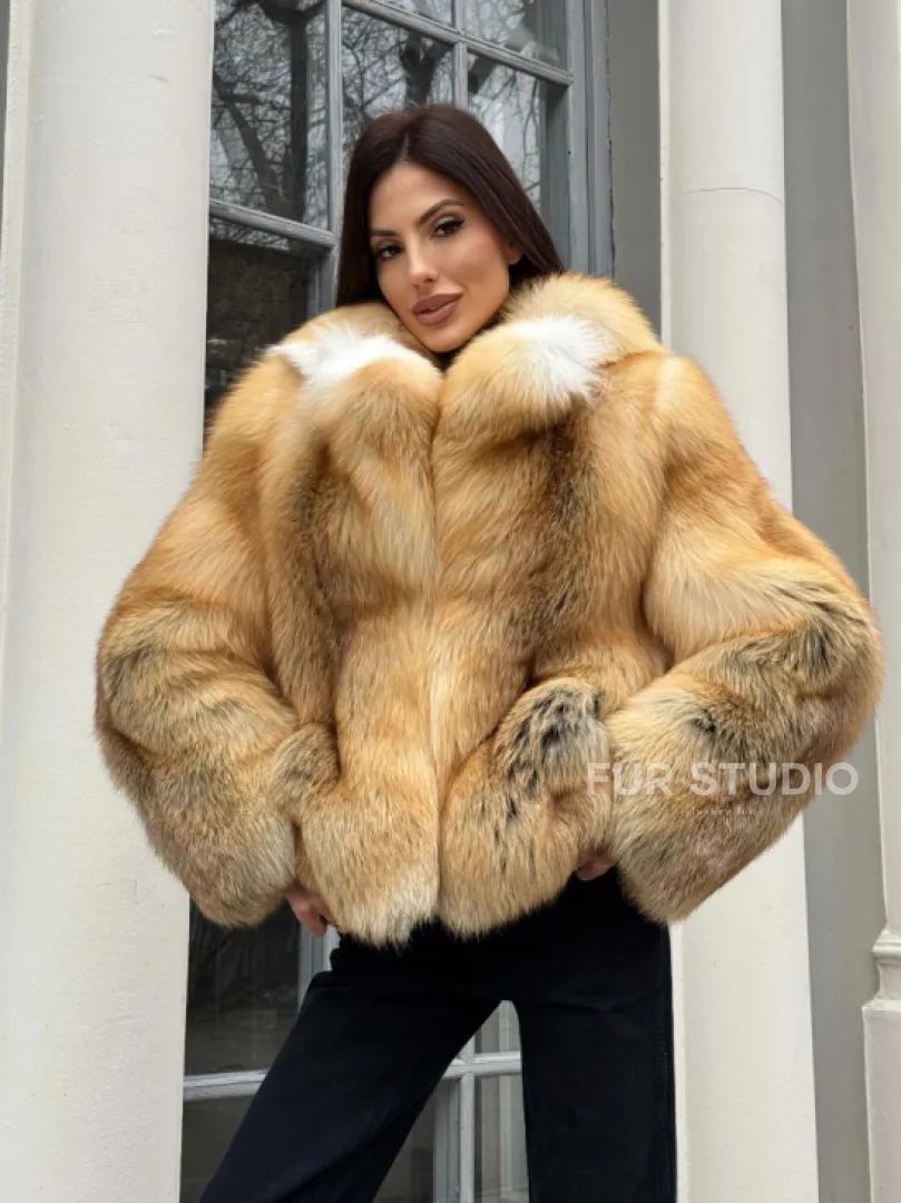 Полушубок из меха альпийской лисы Premium Golden Fox