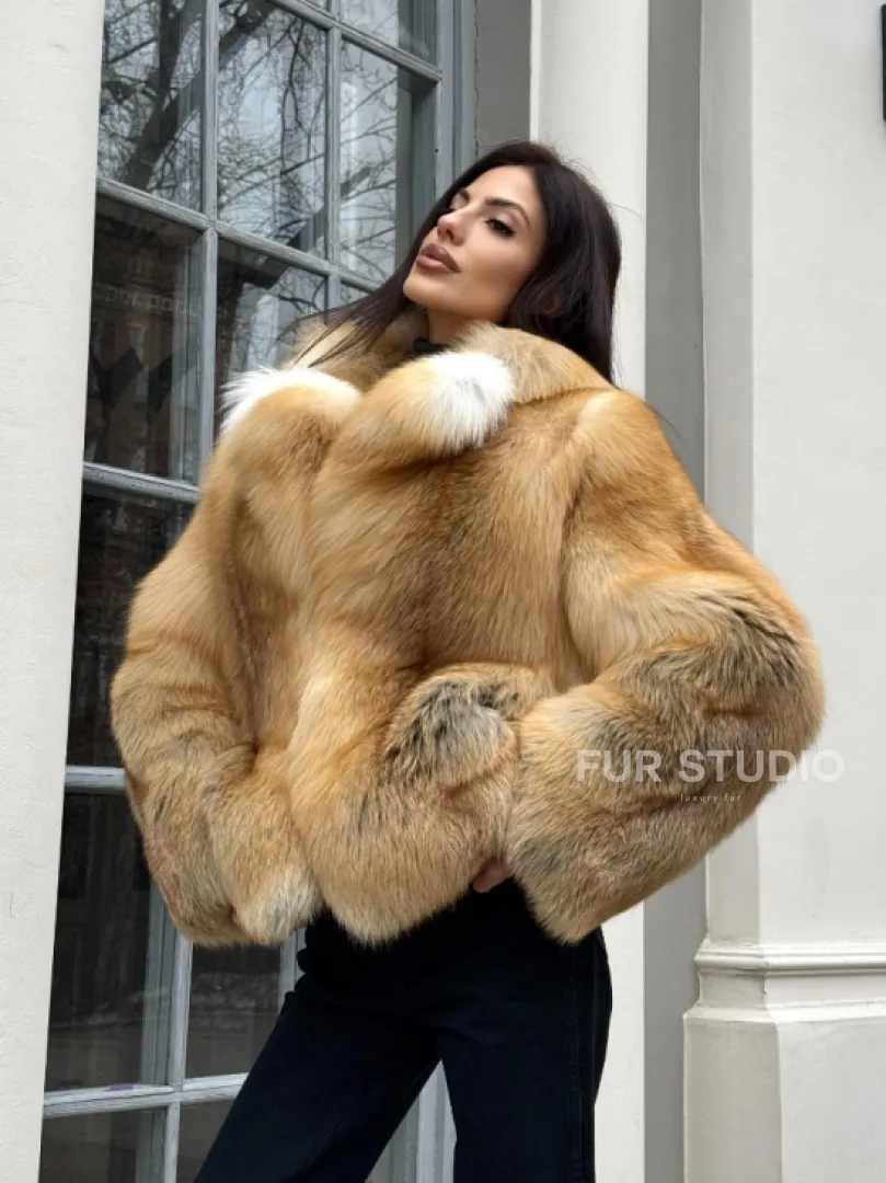 Полушубок из меха альпийской лисы Premium Golden Fox
