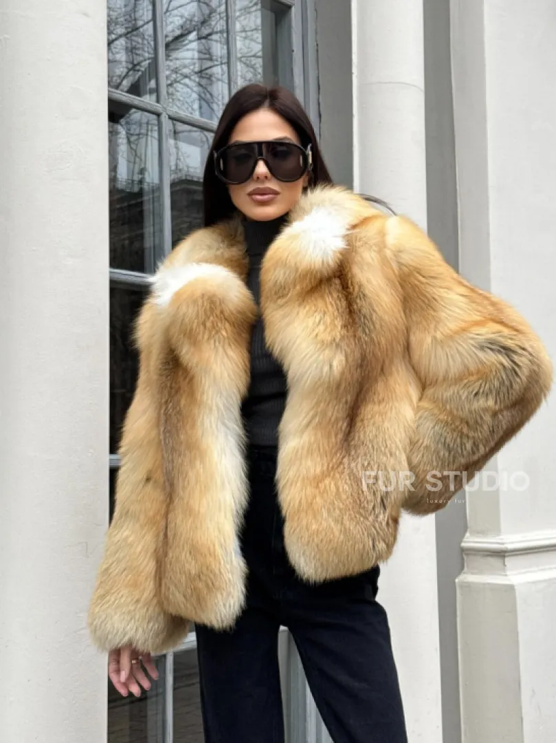 Полушубок из меха альпийской лисы Premium Golden Fox