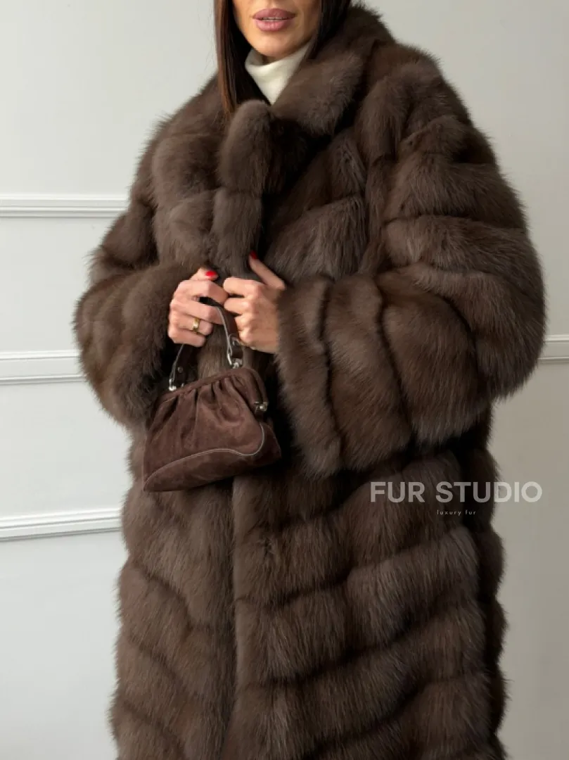 Длинная шуба из меха куницы Exclusive fur