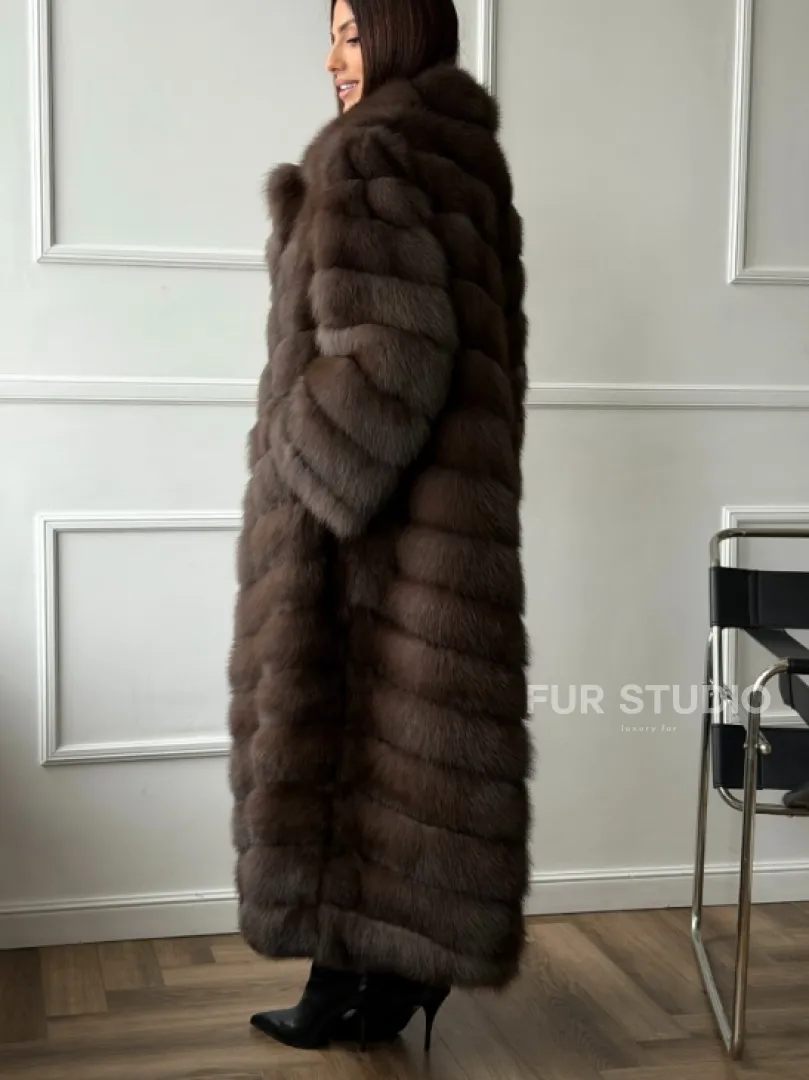 Длинная шуба из меха куницы Exclusive fur
