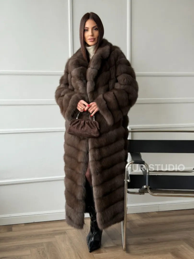 Длинная шуба из меха куницы Exclusive fur