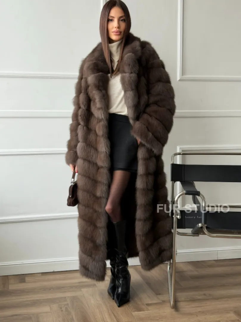 Длинная шуба из меха куницы Exclusive fur