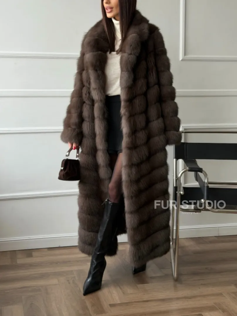 Длинная шуба из меха куницы Exclusive fur
