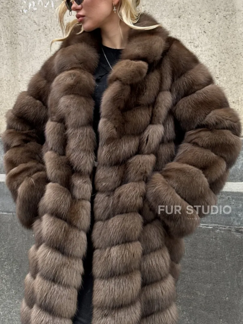 Длинная шуба из меха куницы Exclusive fur