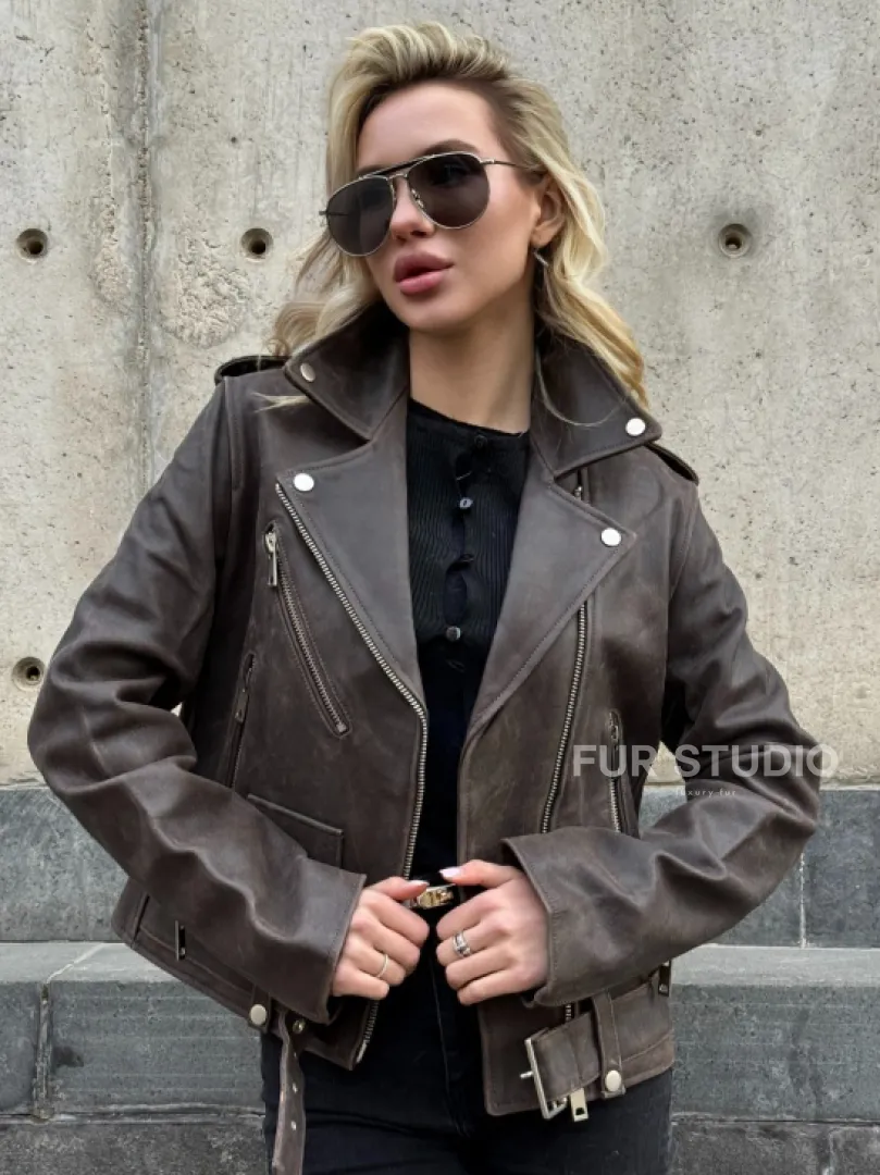 Косуха женская из винтажной кожи