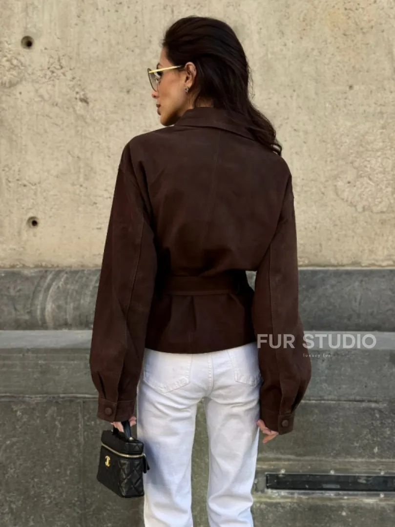 Женская куртка - рубашка из замши