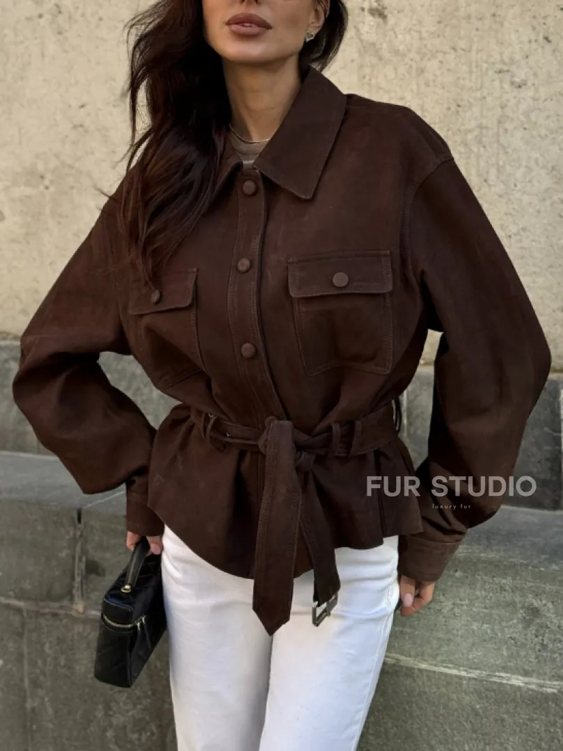 Женская куртка - рубашка из замши
