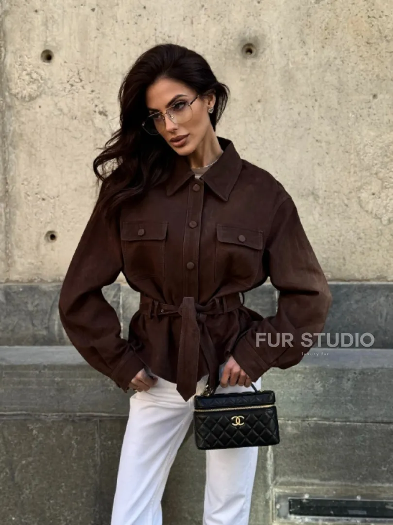 Женская куртка - рубашка из замши