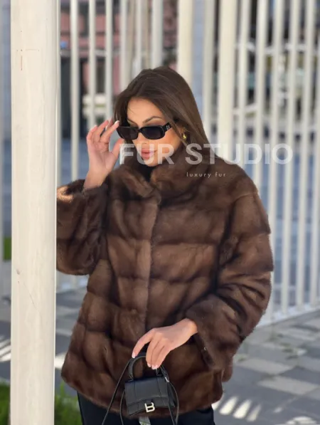 Шуба из соболиной норки с воротником стойка - фото 3