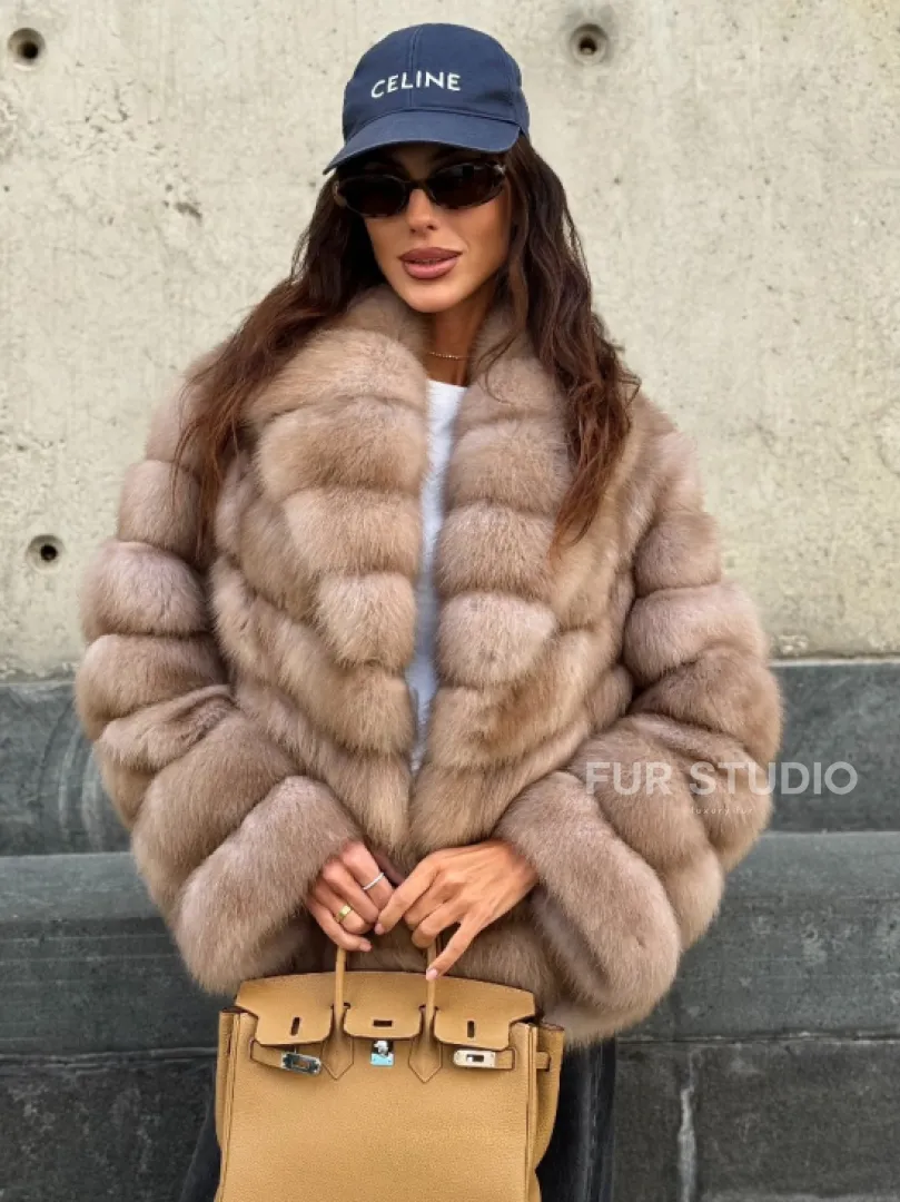 Шуба из куницы в цвете тор-тор