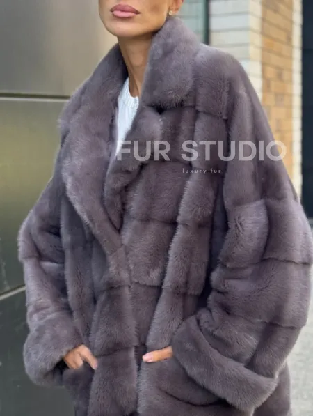 Шуба норковая - жакет лаванда - фото 2