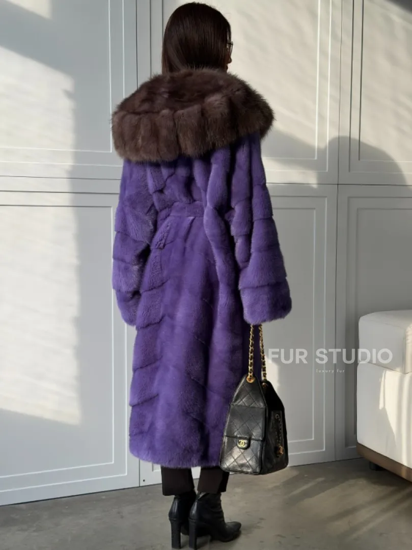 Фиолетовая норковая шуба