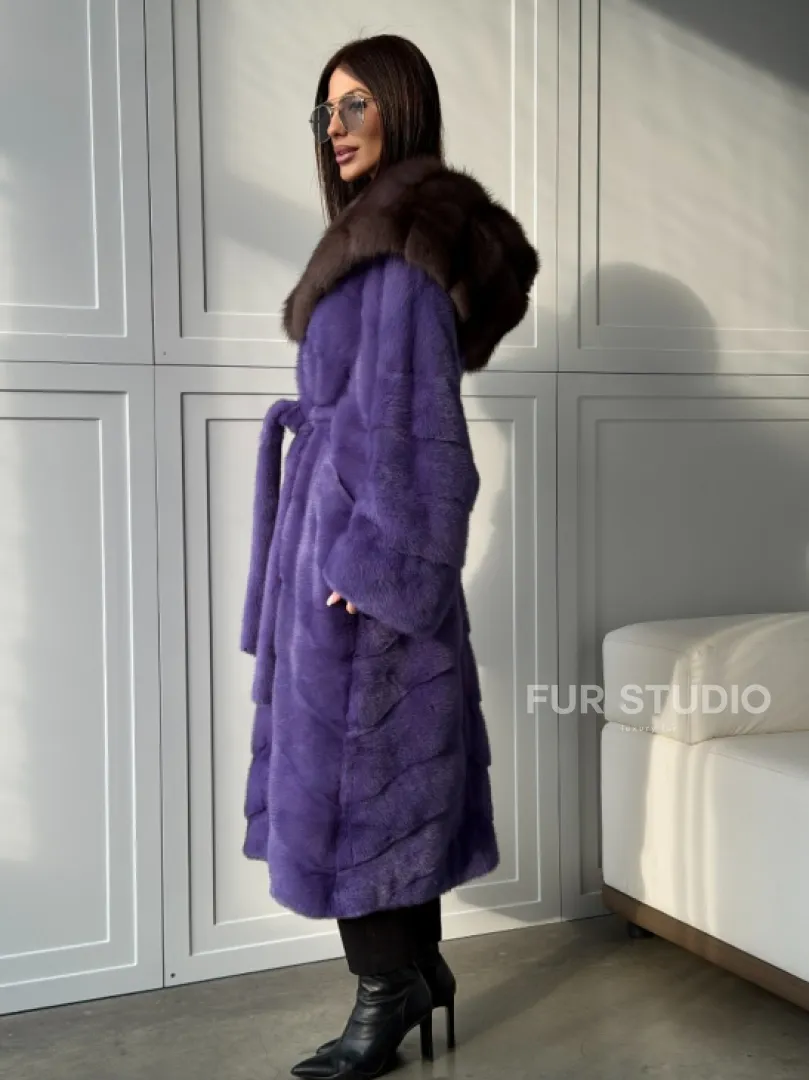 Фиолетовая норковая шуба