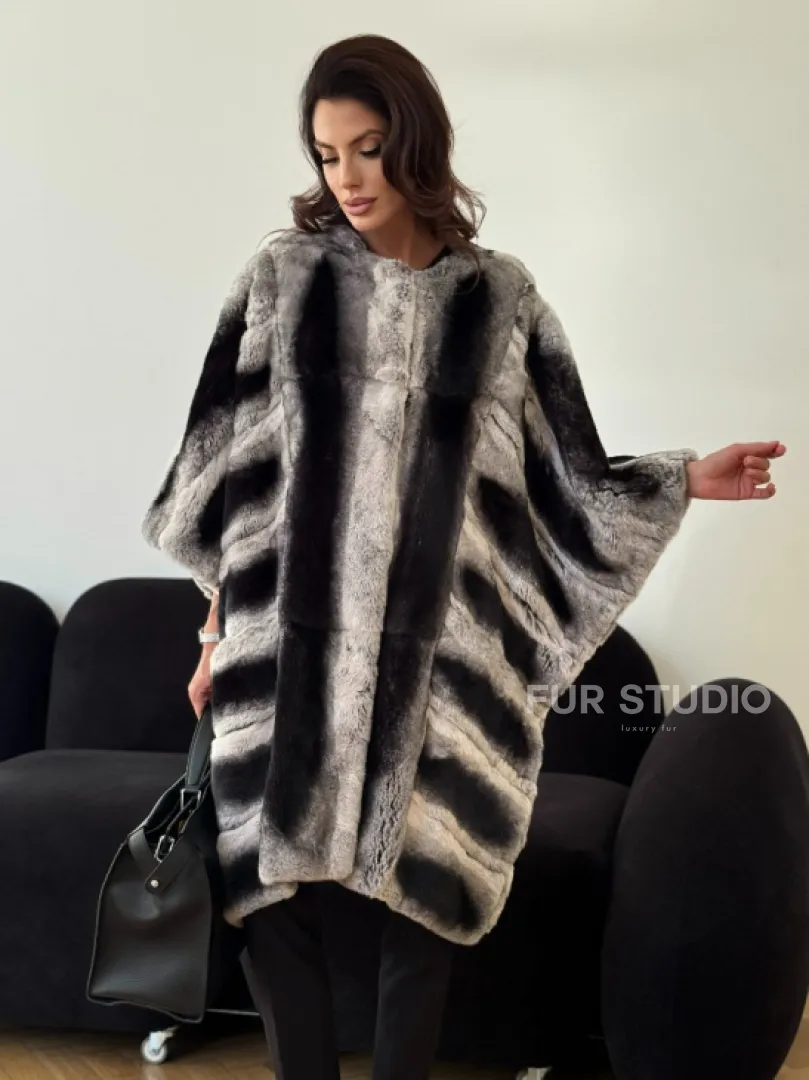Шуба из кролика рекс - серая