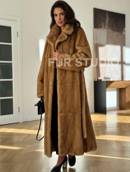 Золотая норковая шуба - фото 1