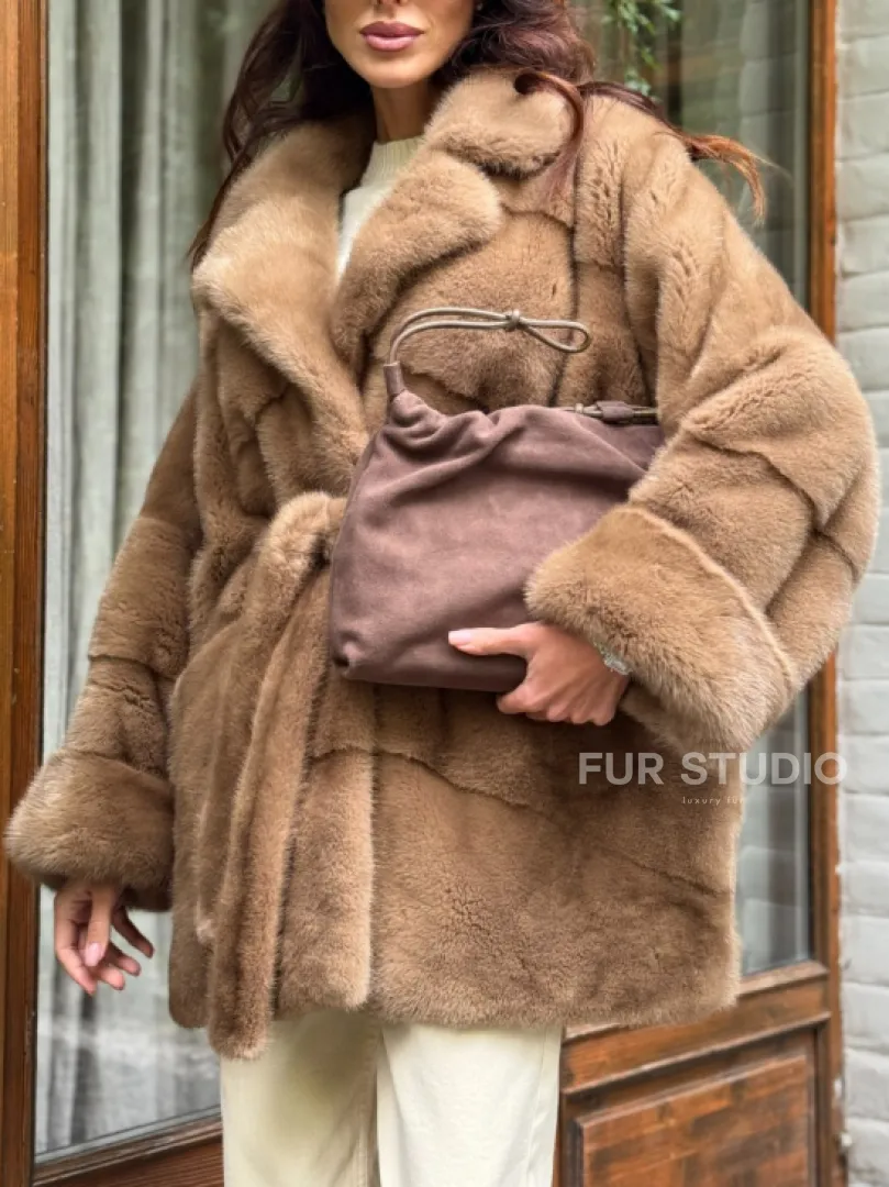 Полушубок норковый (бежевый)