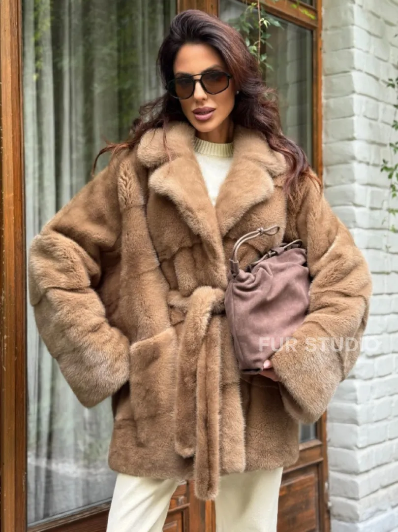 Полушубок норковый (бежевый)