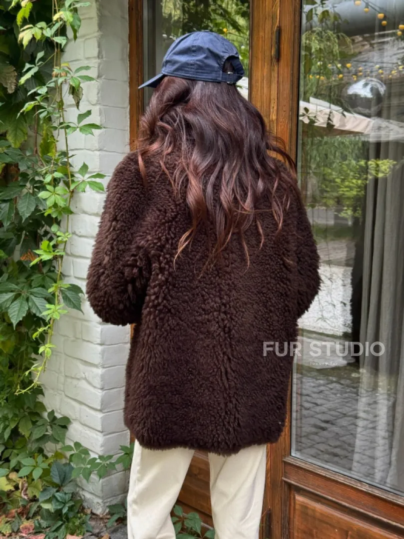 Дубленка двухсторонняя женская - цвет коричневый