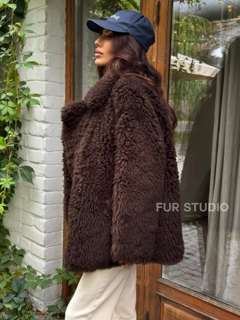 Дубленка двухсторонняя женская - цвет коричневый