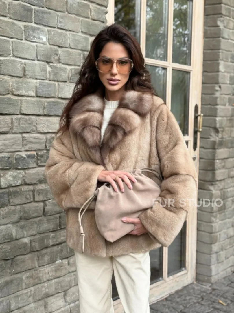 Норковый полушубок - автоледи с куницей