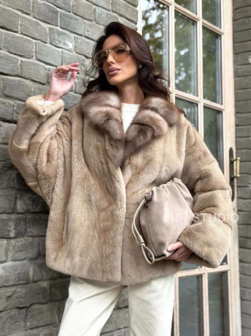 Норковый полушубок - автоледи с куницей