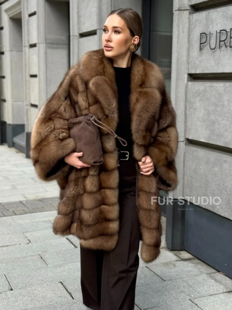 Шуба из куницы оверсайз