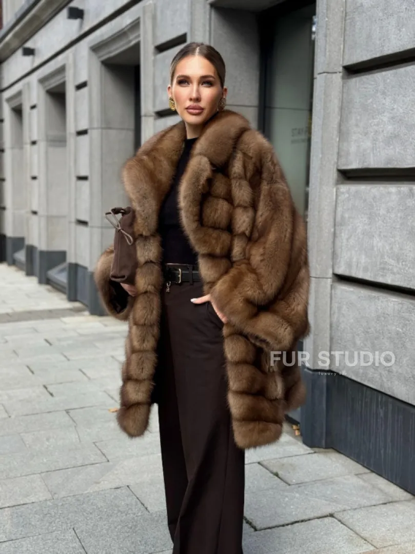 Шуба из куницы оверсайз