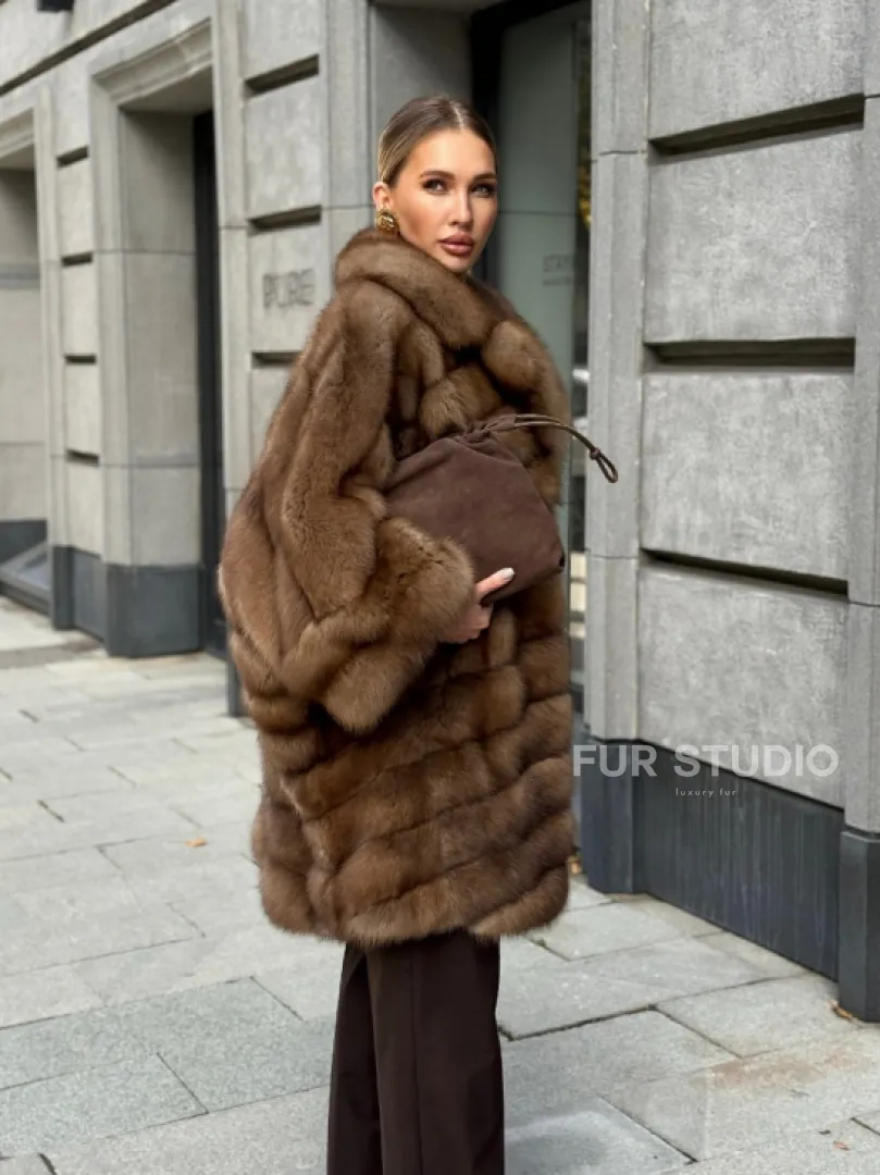 Шуба из куницы оверсайз