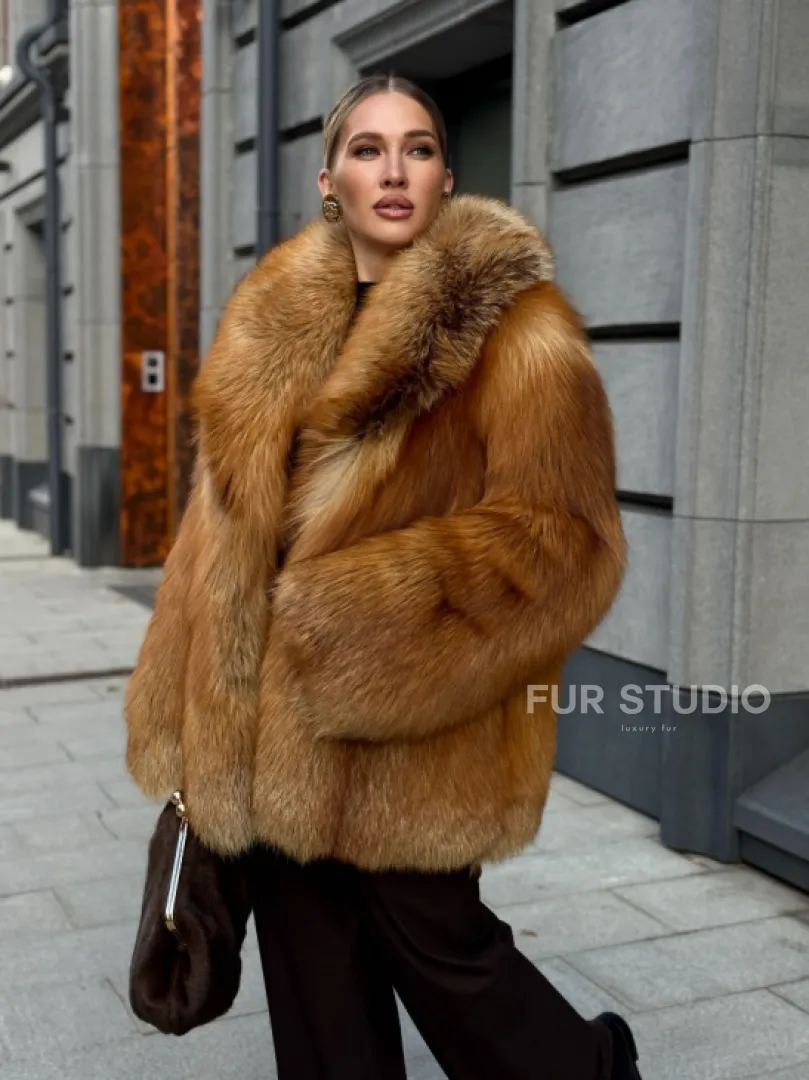Шуба из лисы - рыжая