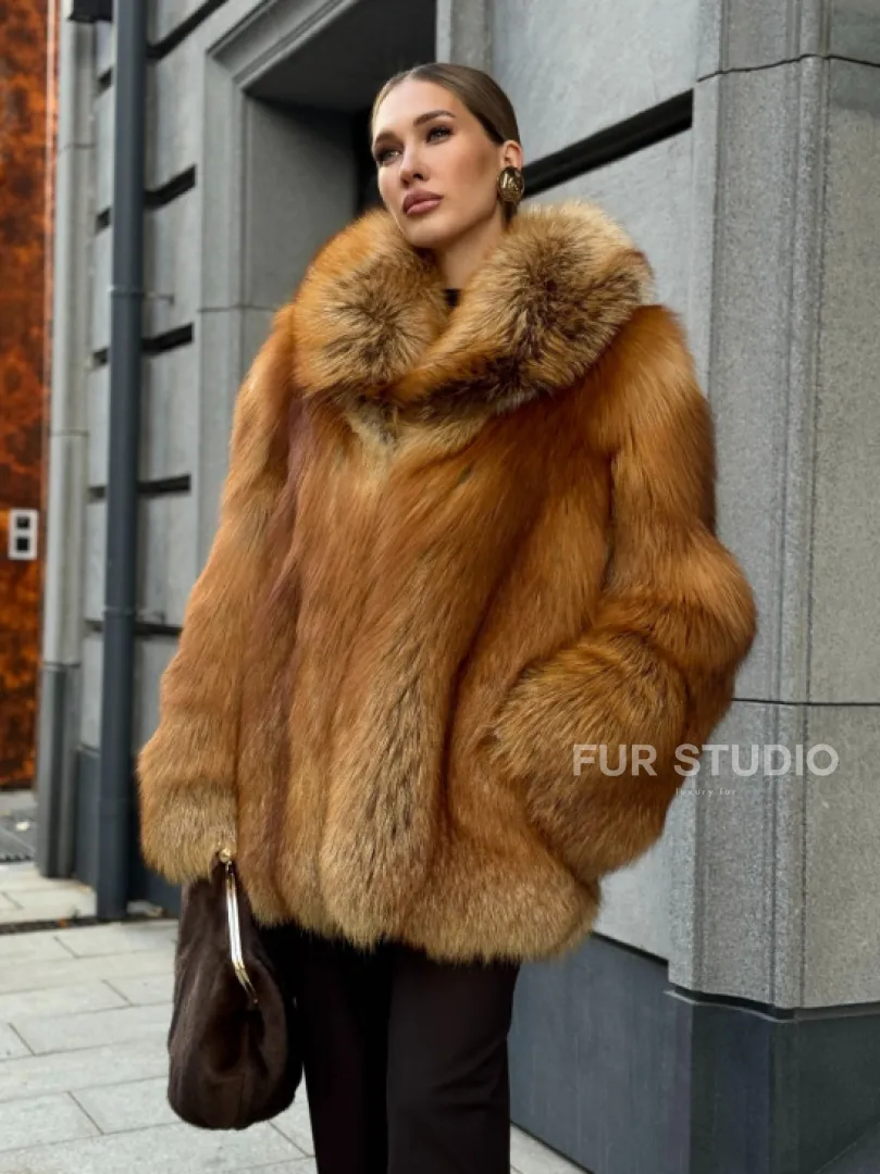Шуба из лисы - рыжая