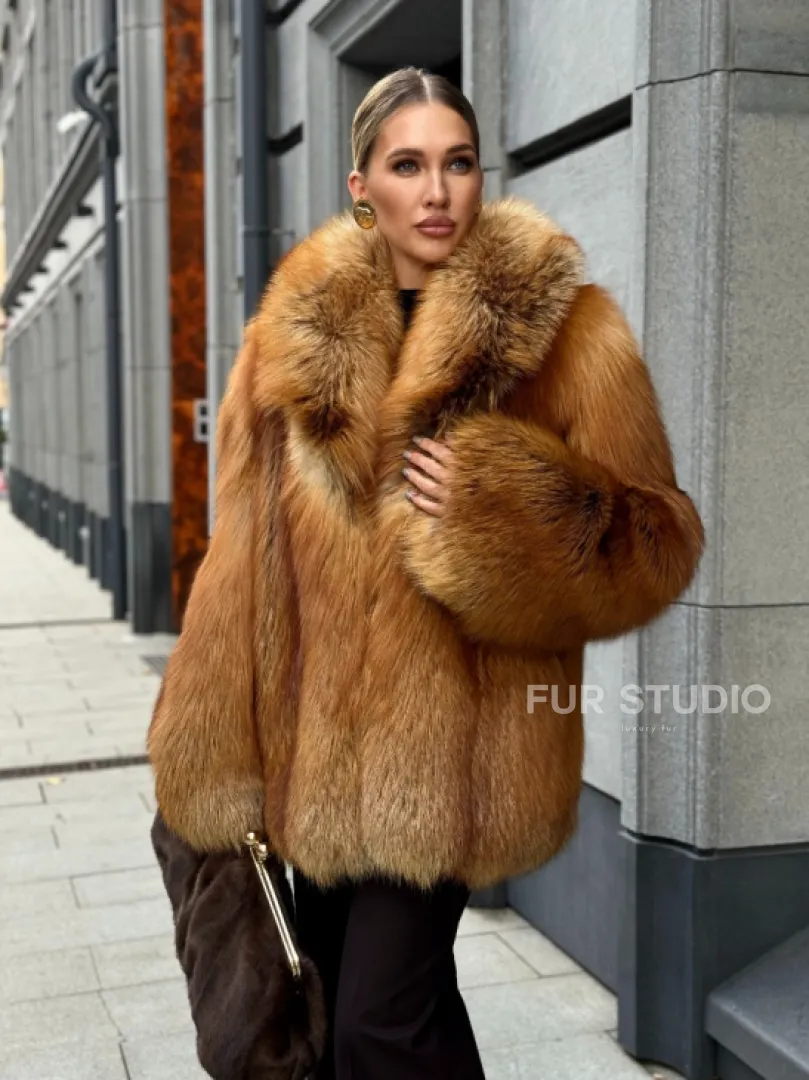 Шуба из лисы - рыжая