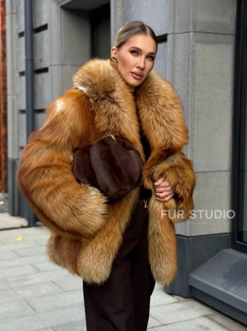 Шуба из лисы - рыжая